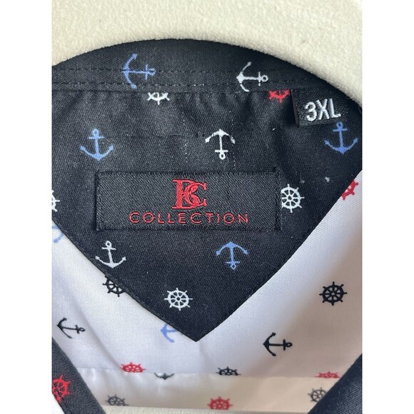 BC Collection Button Up Shirt Men’s  White Nautical Print‎ Short Sleeve 3XL - Picture 4 of 5